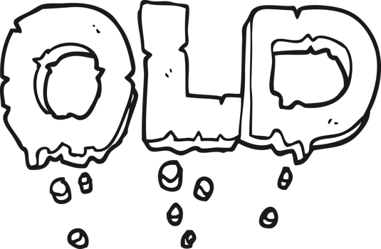 hand drawn black and white cartoon word old png