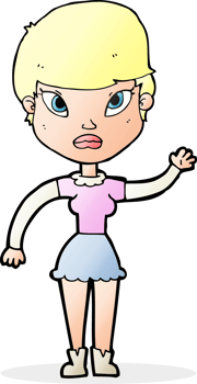 cartoon woman waving png
