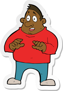 sticker of a cartoon excited overweight man png