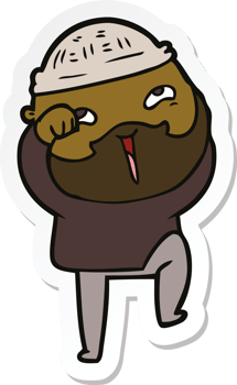 sticker of a cartoon happy bearded man png
