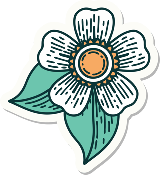 sticker of tattoo in traditional style of a flower png