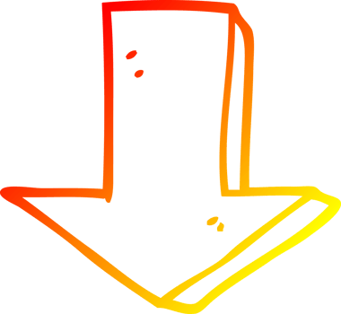 warm gradient line drawing of a cartoon pointing arrow png