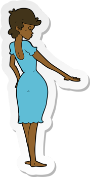 sticker of a cartoon pretty woman looking at nails png
