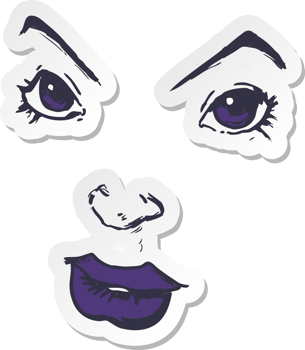 sticker of a cartoon comic book face png