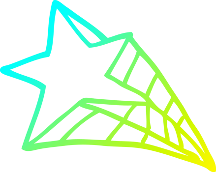 cold gradient line drawing of a cartoon shooting star png