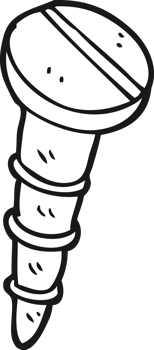 hand drawn black and white cartoon screw png