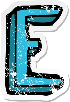 retro distressed sticker of a cartoon letter drawing png