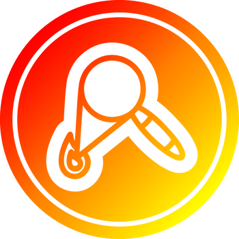 magnifying glass burning circular icon with warm gradient finish png