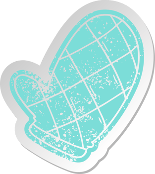 distressed old cartoon sticker of an oven glove png