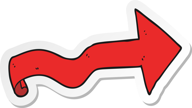 sticker of a cartoon arrow png