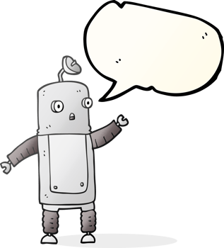 hand drawn speech bubble cartoon robot png