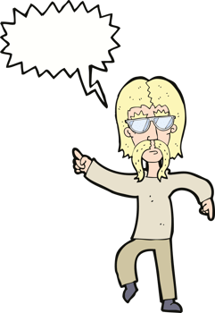 cartoon hippie man wearing glasses with speech bubble png