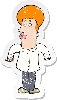 retro distressed sticker of a cartoon office guy png