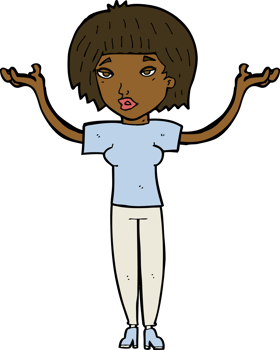 cartoon woman shrugging shoulders png