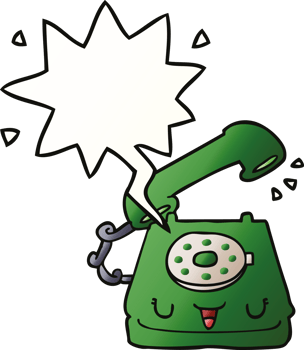 cute cartoon telephone with speech bubble in smooth gradient style png