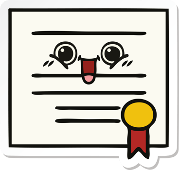 sticker of a cute cartoon graduation diploma png