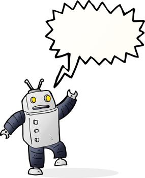 cartoon robot with speech bubble png