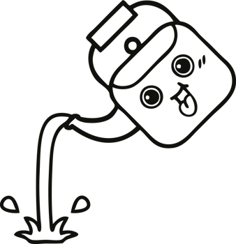 line drawing cartoon of a pouring kettle png