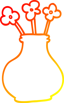 warm gradient line drawing of a cartoon flower vase png
