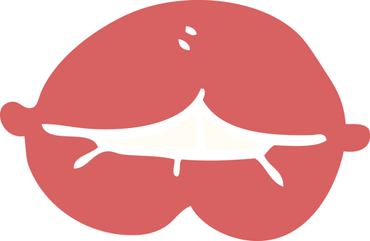 cartoon doodle mouth biting lower lip png