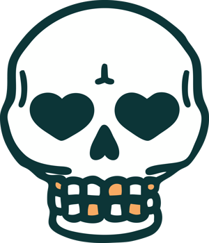 iconic tattoo style image of a skull png
