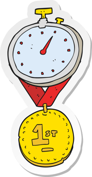 sticker of a cartoon stopwatch and medal png
