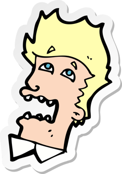 sticker of a cartoon frightened man png