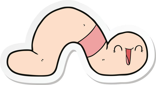 sticker of a cartoon worm png