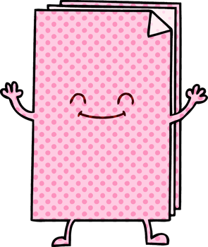 comic book style quirky cartoon happy stack of papers png