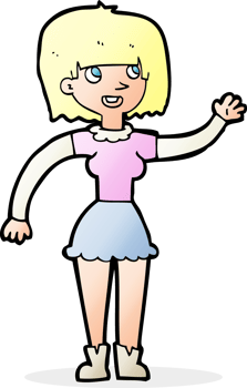 cartoon girl waving png