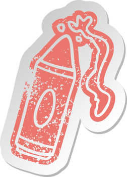 distressed old cartoon sticker of a pink crayon png