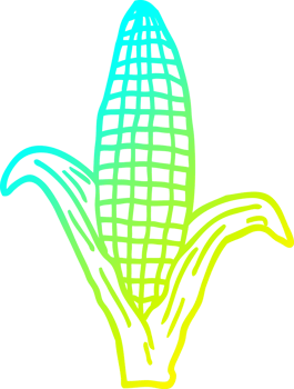 cold gradient line drawing of a cartoon healthy corn png