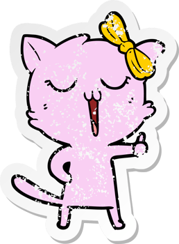 distressed sticker of a cartoon cat png