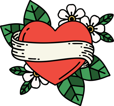 tattoo in traditional style of a heart and banner png