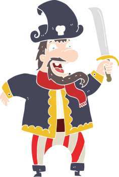 flat color illustration of laughing pirate captain png