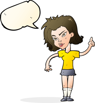 cartoon woman with idea with speech bubble png