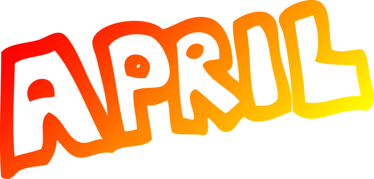 warm gradient line drawing of a cartoon month of april png
