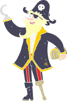 flat color illustration of pirate captain png