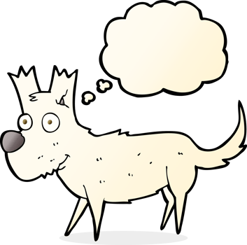 cartoon cute little dog with thought bubble png