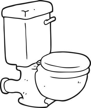 hand drawn black and white cartoon toilet png