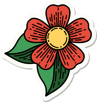 sticker of tattoo in traditional style of a flower png