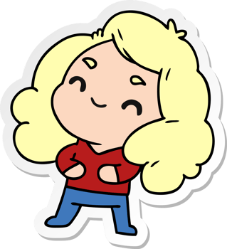 sticker cartoon of a cute kawaii girl png
