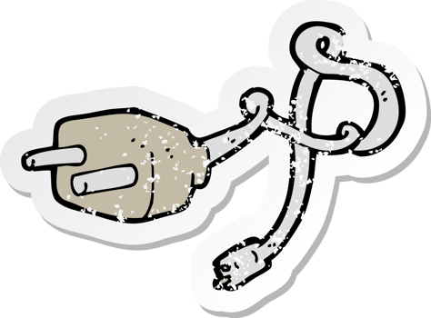 retro distressed sticker of a cartoon plug png