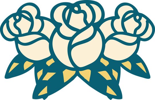 tattoo style icon of a bouquet of flowers png