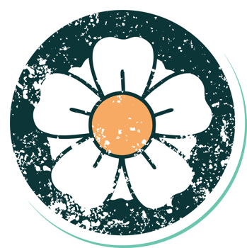 distressed sticker tattoo style icon of a flower png