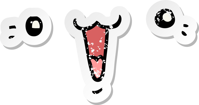 distressed sticker of a cute cartoon face png