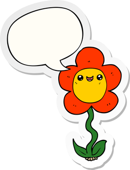 cartoon flower and speech bubble sticker png