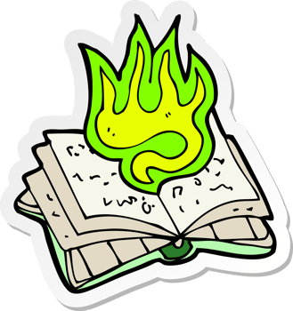 sticker of a cartoon magic spell book png
