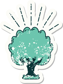 grunge sticker of tattoo style tree png