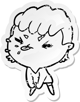distressed sticker of a cartoon rude girl png
